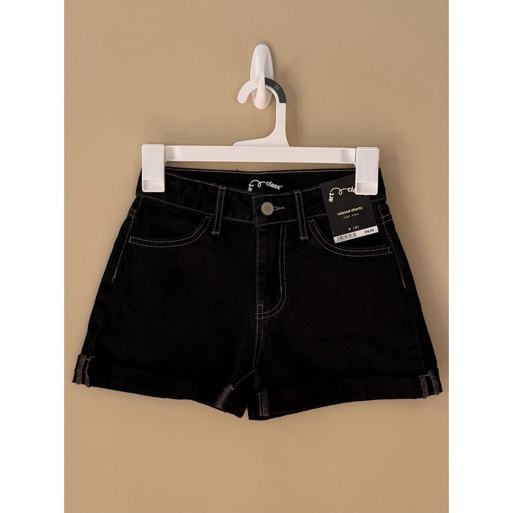 Art Class Girls High-Rise Relaxed Denim Shorts - Black Wash Size: M (8) NWT